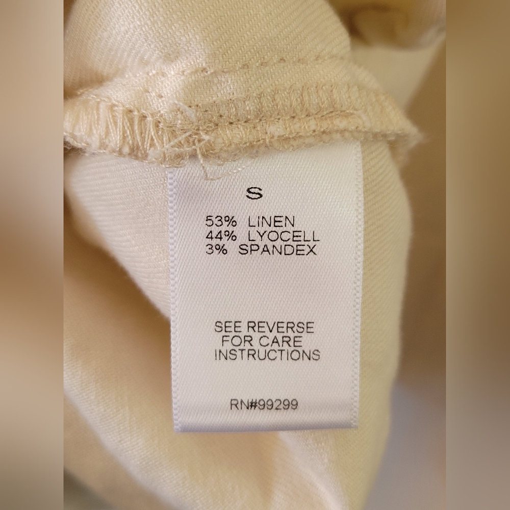 Evereve Frankie Stretch Linen Cropped Shacket Natural Cream Size Small - Picture 6 of 14